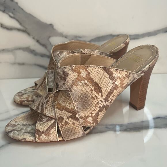 Johnston & Murphy | Women's Leather Snakeskin Print Leather Slide Heels Sz 8.5 - Picture 3 of 7